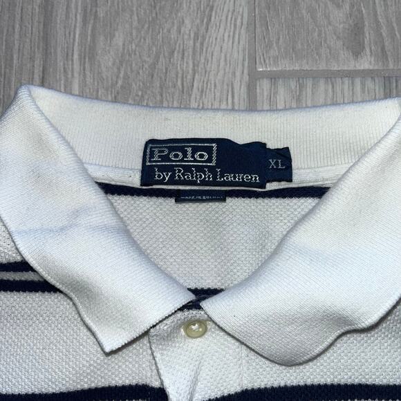 Polo By Ralph Lauren Men’s XL Blue White Striped Polo Shitt - Picture 3 of 4